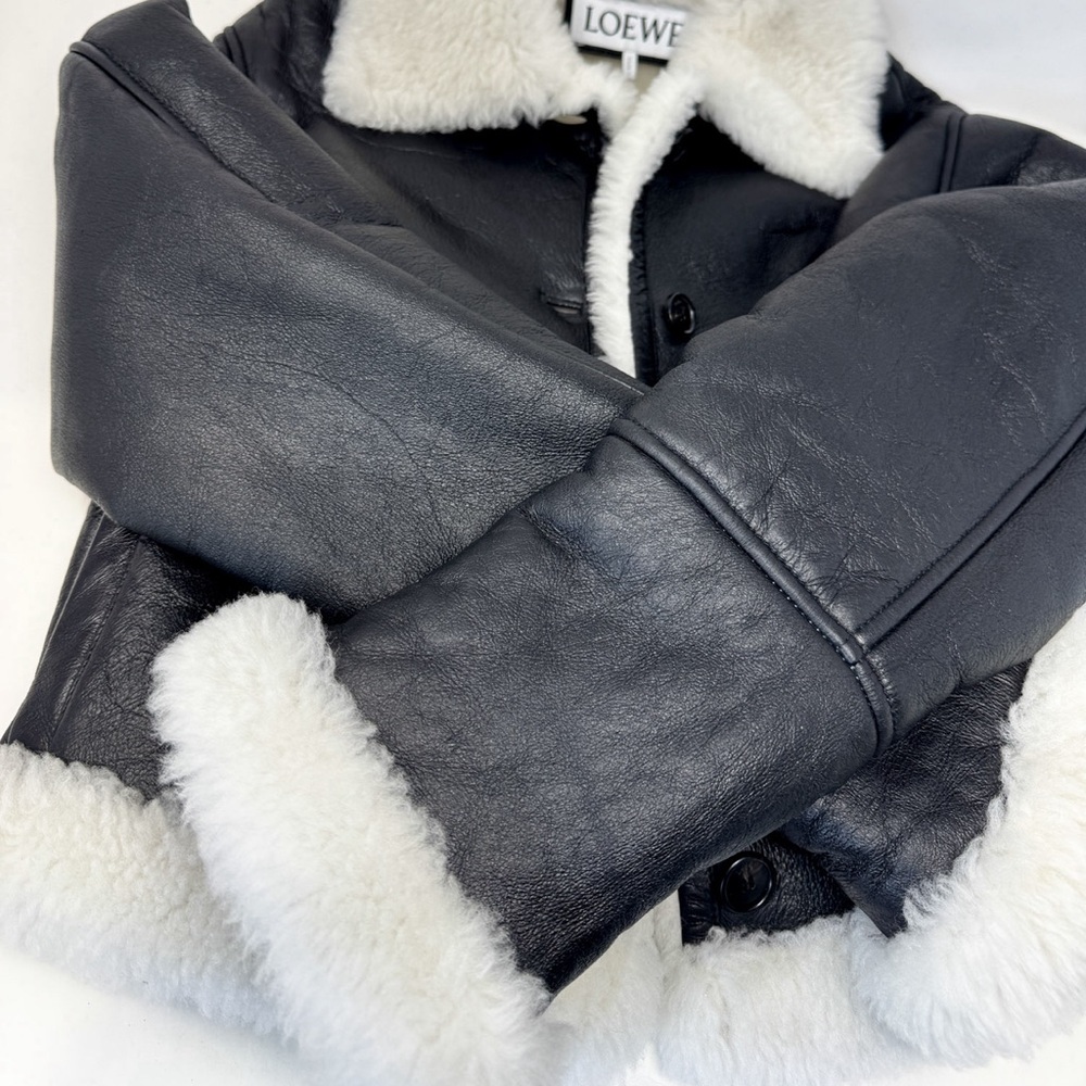 Loewe Black and White Shearling Leather Jacket - Picture 7 of 12